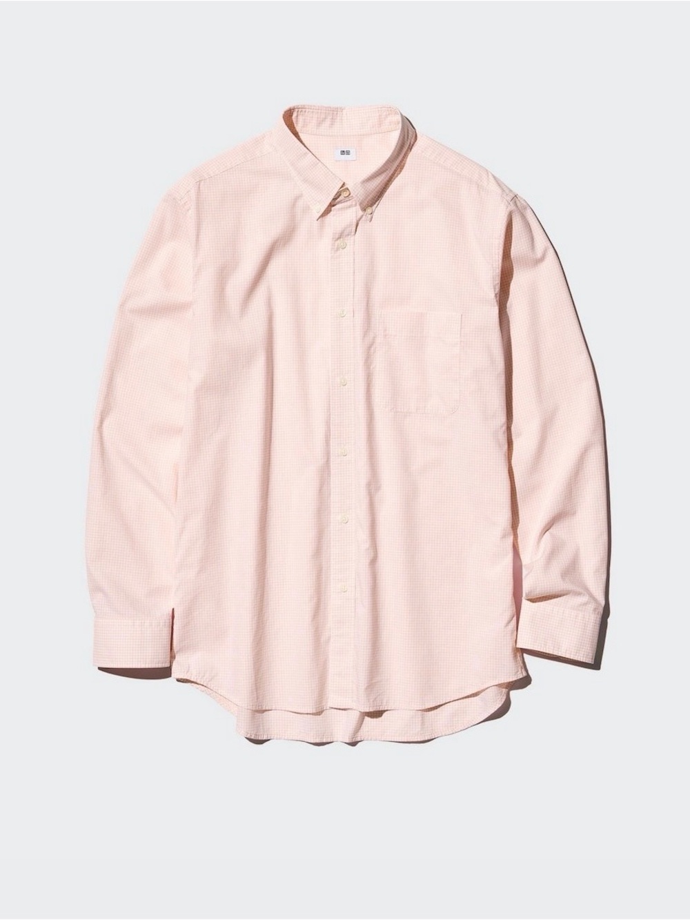 Uniqlo Light Pink Micro-Check Button-Down Dress Shirt